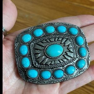Western turquoise color Belt buckle